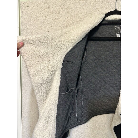 Billabong Sherpa Quilted Jacket Women's Casual Navy Blue Open Front Small - Picture 9 of 14